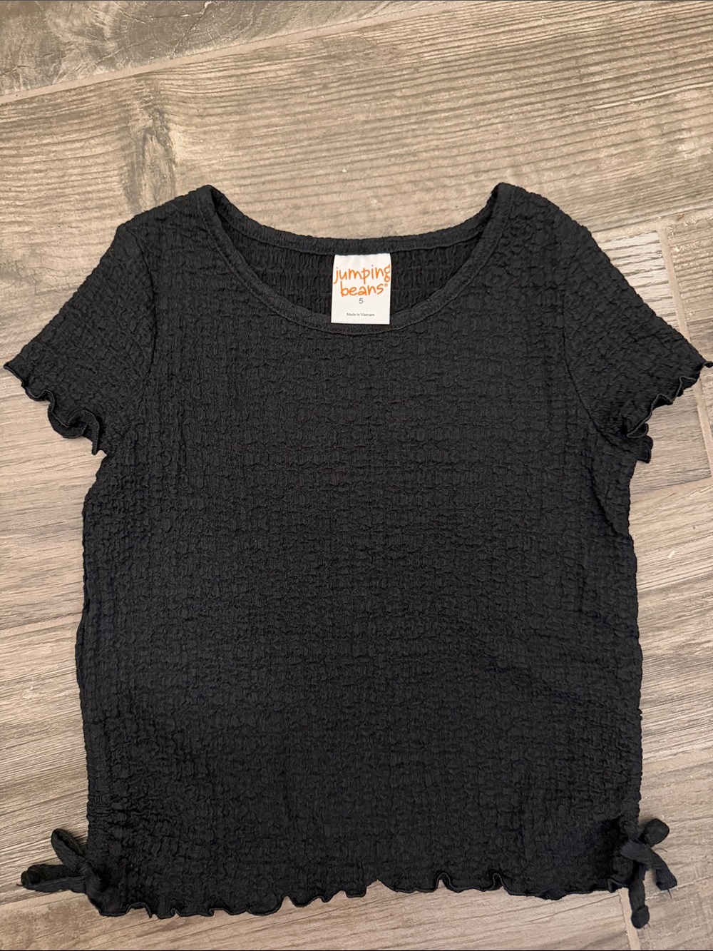 jumping beans Black Crinkled Short Sleeve Top with Side Ties